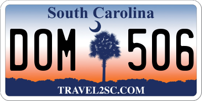 SC license plate DOM506