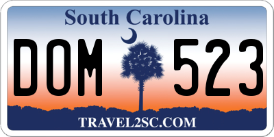 SC license plate DOM523
