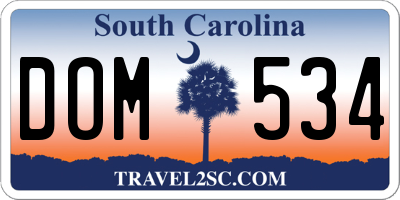 SC license plate DOM534