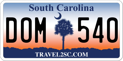 SC license plate DOM540