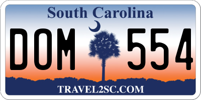 SC license plate DOM554