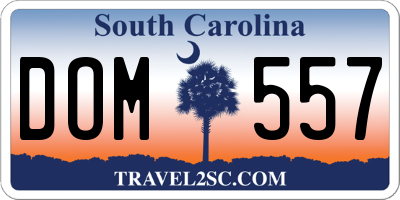 SC license plate DOM557