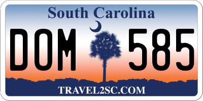 SC license plate DOM585