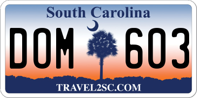 SC license plate DOM603