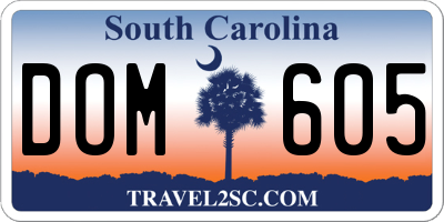 SC license plate DOM605