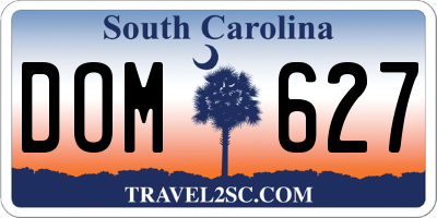 SC license plate DOM627