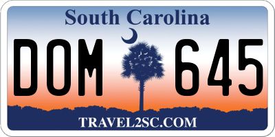 SC license plate DOM645