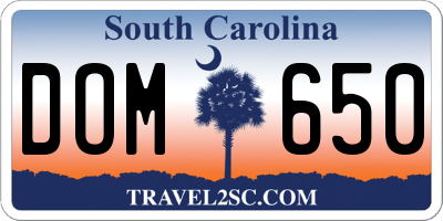 SC license plate DOM650