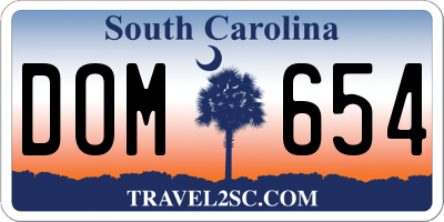 SC license plate DOM654