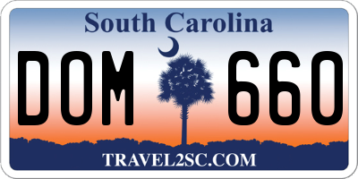 SC license plate DOM660