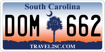 SC license plate DOM662