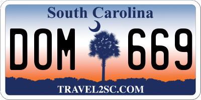 SC license plate DOM669