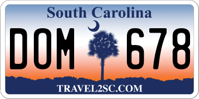 SC license plate DOM678