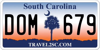 SC license plate DOM679