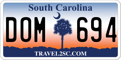 SC license plate DOM694