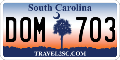 SC license plate DOM703