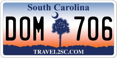 SC license plate DOM706
