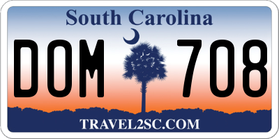 SC license plate DOM708