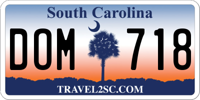 SC license plate DOM718