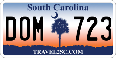 SC license plate DOM723