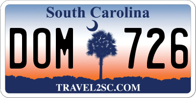 SC license plate DOM726