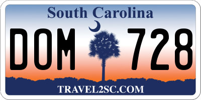 SC license plate DOM728