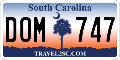 SC license plate DOM747