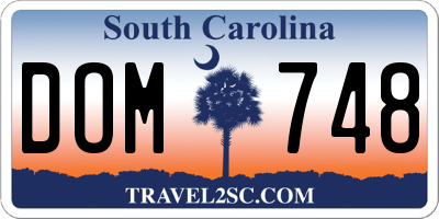 SC license plate DOM748
