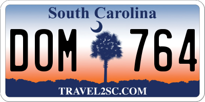 SC license plate DOM764