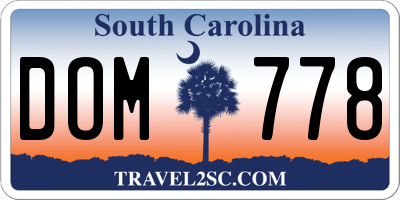 SC license plate DOM778