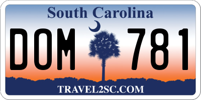 SC license plate DOM781