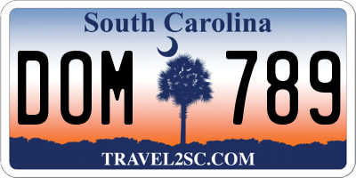 SC license plate DOM789