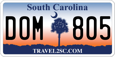 SC license plate DOM805