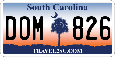 SC license plate DOM826