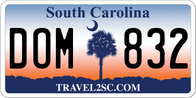 SC license plate DOM832