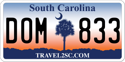 SC license plate DOM833