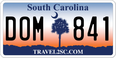 SC license plate DOM841