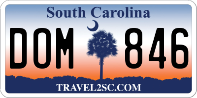 SC license plate DOM846