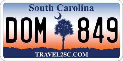 SC license plate DOM849