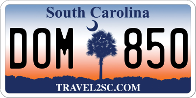 SC license plate DOM850