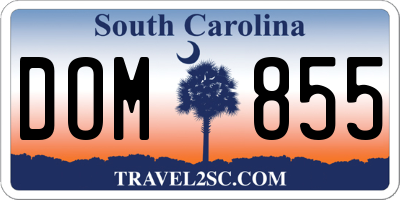 SC license plate DOM855