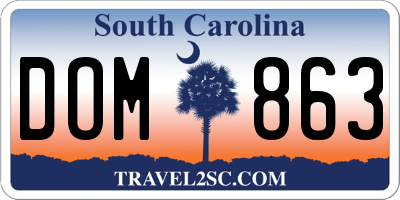SC license plate DOM863