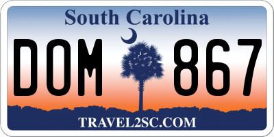 SC license plate DOM867