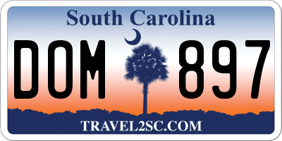 SC license plate DOM897