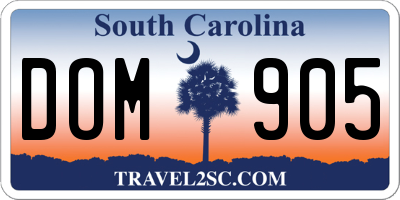 SC license plate DOM905