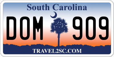 SC license plate DOM909