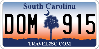 SC license plate DOM915