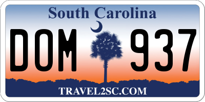 SC license plate DOM937
