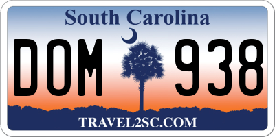 SC license plate DOM938
