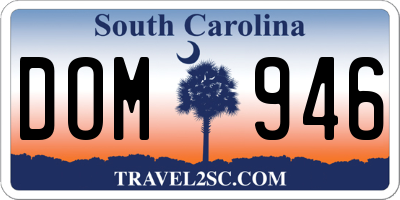 SC license plate DOM946